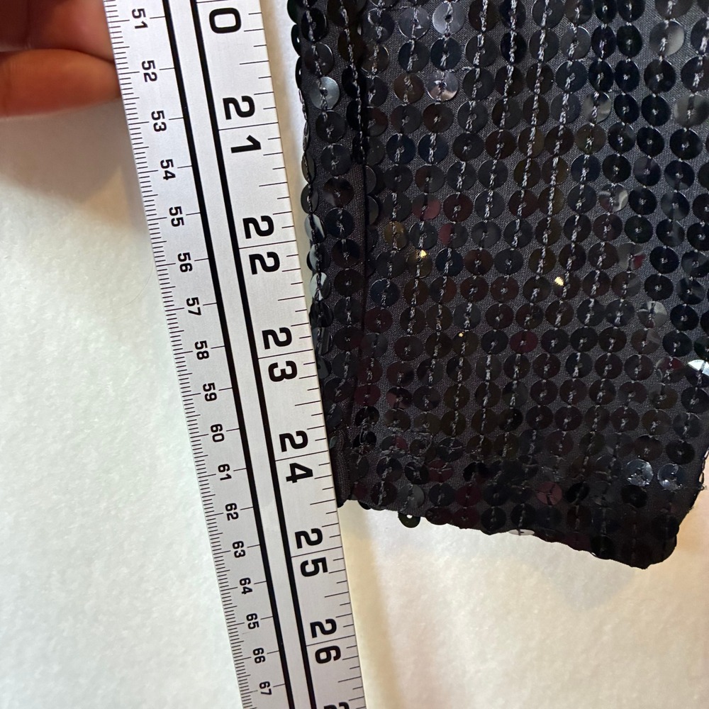 Sequined Leggings Womens M Black Sparkle Party Slim Fit Pants 0013 - Picture 6 of 10